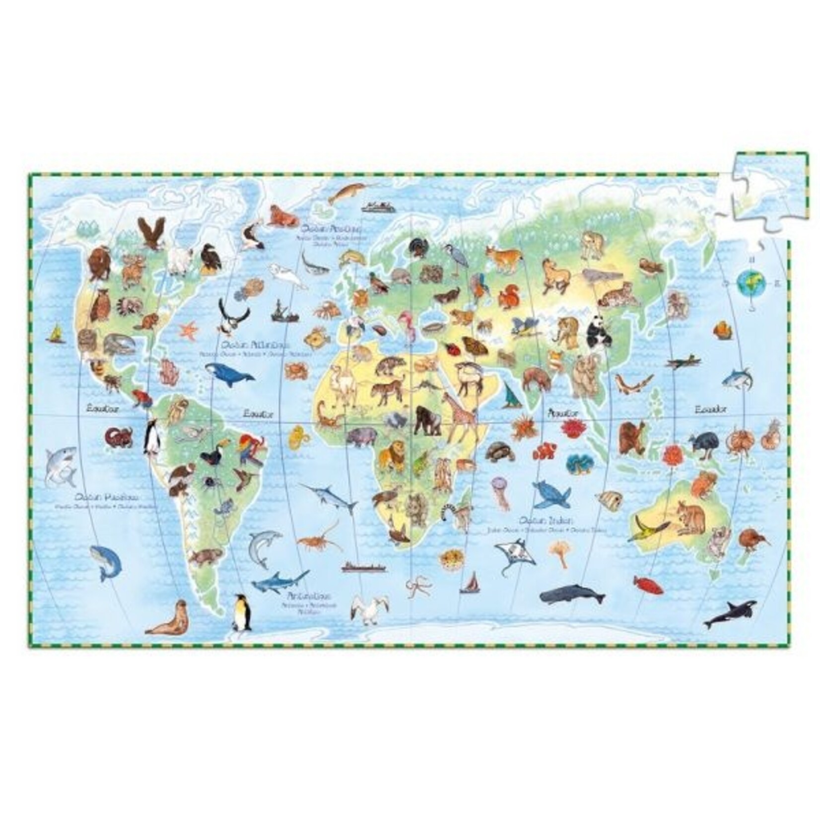 Djeco DJECO - 100 piece observation puzzle & booklet - World's animals