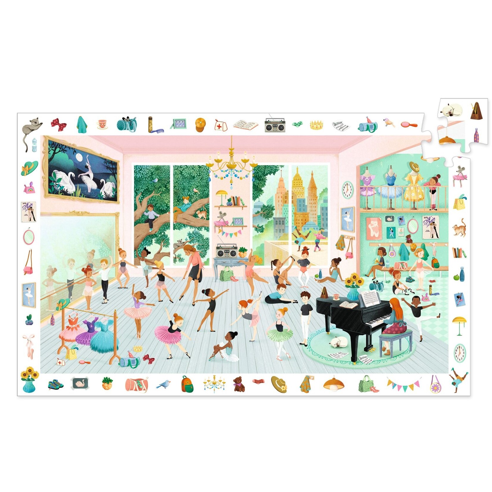 Djeco DJECO - Casse-tête de 100 pièces 'Observation & poster' - L'école de danse