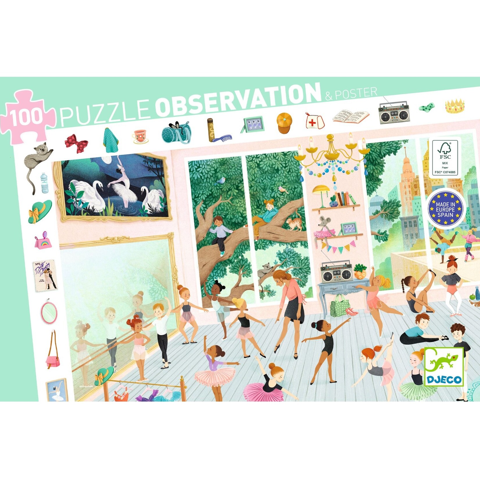 Djeco DJECO - 100 piece observation puzzle & poster - The dance school