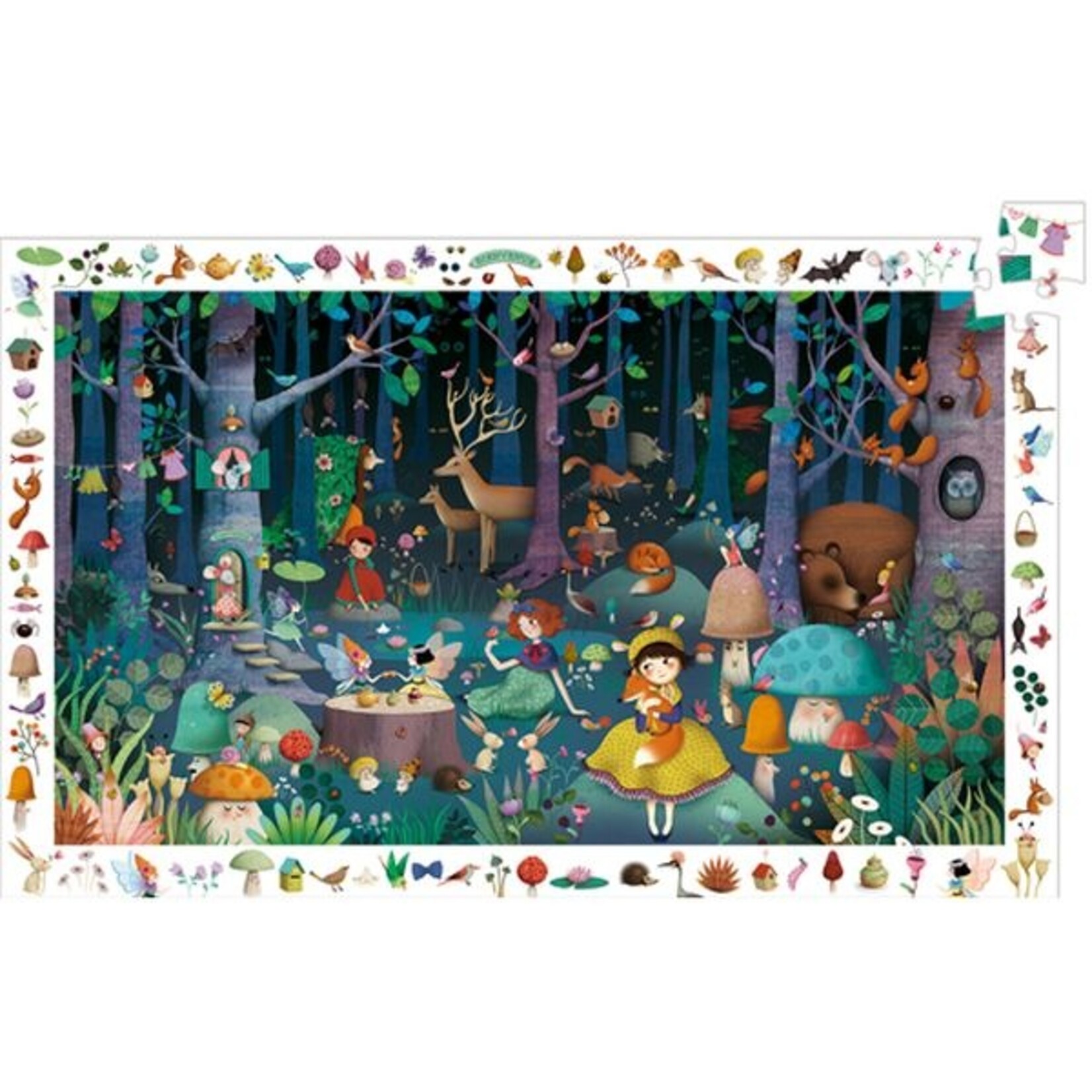 Djeco DJECO - Casse-tête de 100 pièces 'Observation & poster' - Forêt enchantée