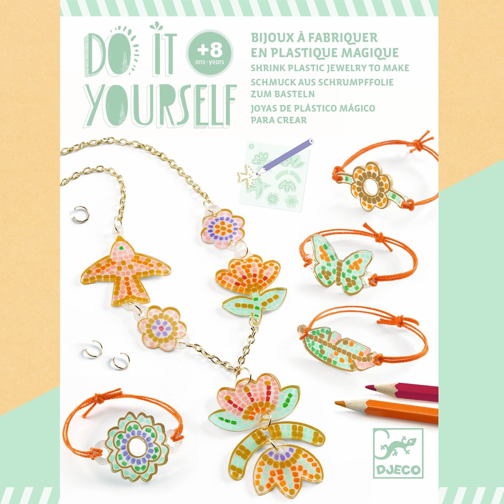 Djeco DJECO - DIY / Bijoux en plastique magique / Plume et lotus