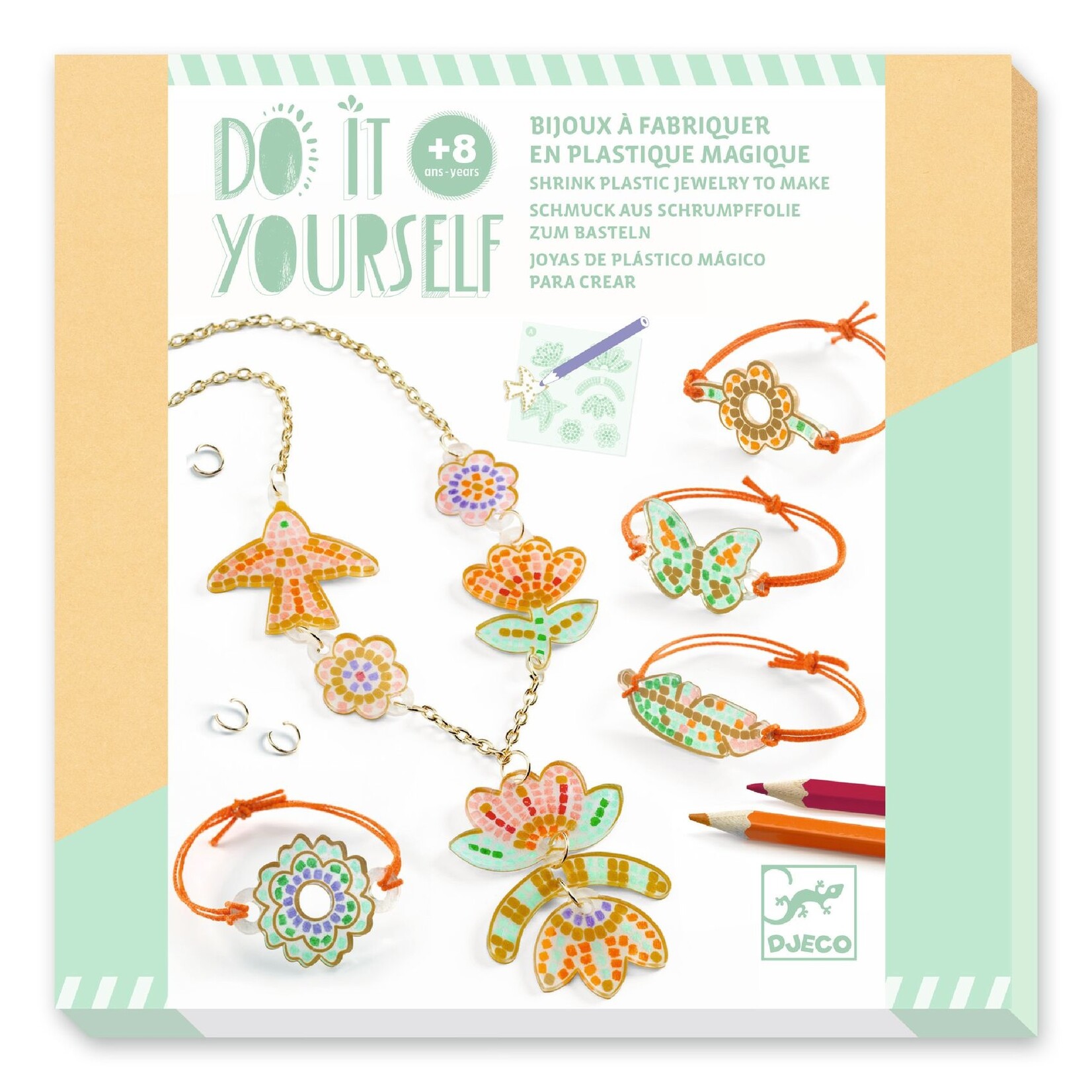 Djeco DJECO - DIY / Bijoux en plastique magique / Plume et lotus