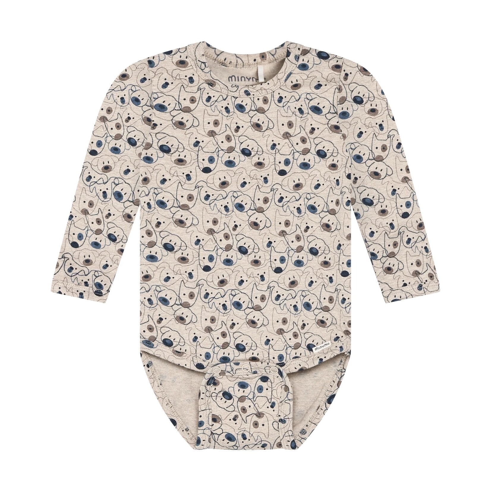 Minymo MINYMO - Cache-couche beige chiné avec imprimé de visages de chiens