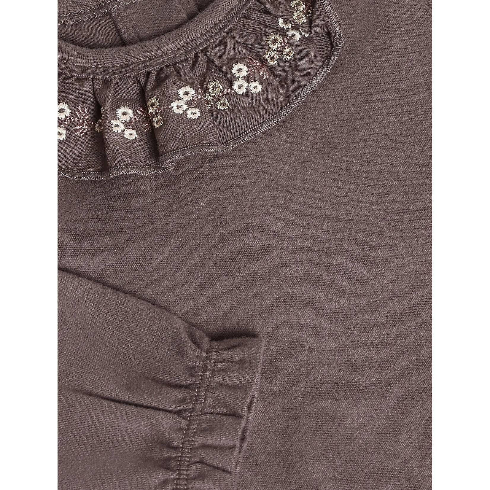 Minymo MINYMO - Cache-couche brun à manches longues avec un collet plissé et broderies