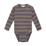 Minymo MINYMO - Cache-couche côtelé beige foncé lignée brun, orange, bleu clair et bleu marine