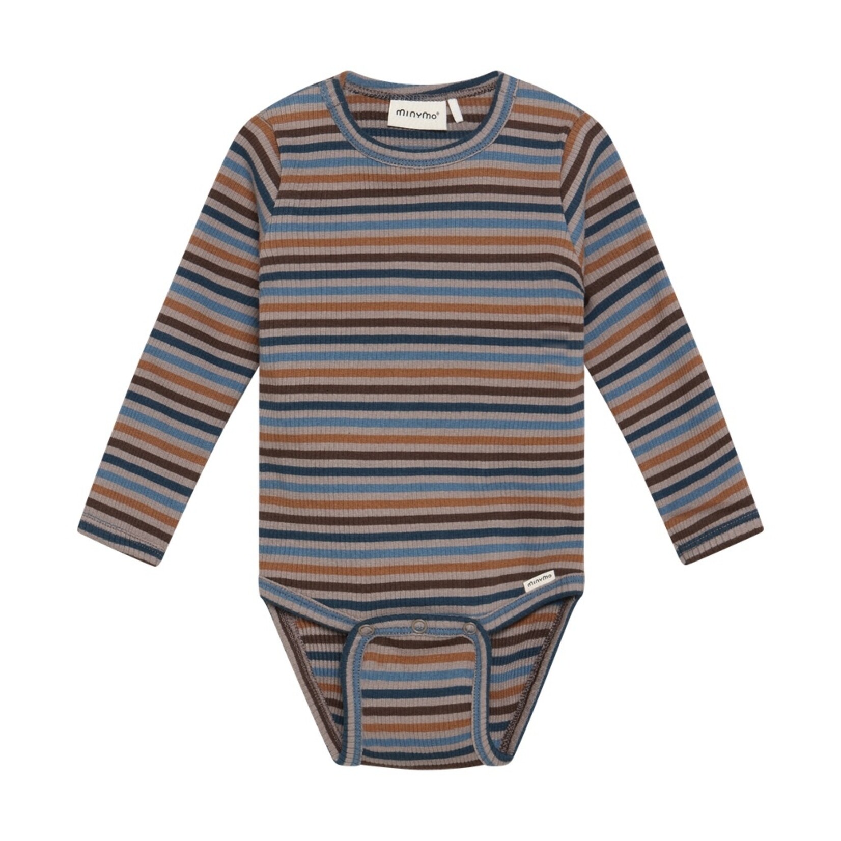 Minymo MINYMO - Cache-couche côtelé beige foncé lignée brun, orange, bleu clair et bleu marine
