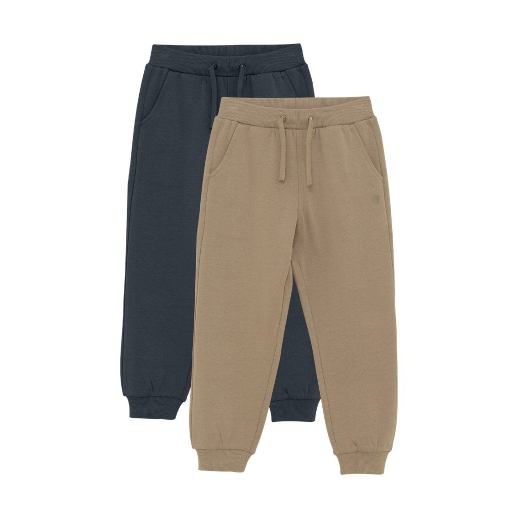Minymo MINYMO - Set of 2 organic cotton joggers in beige-brown and navy blue