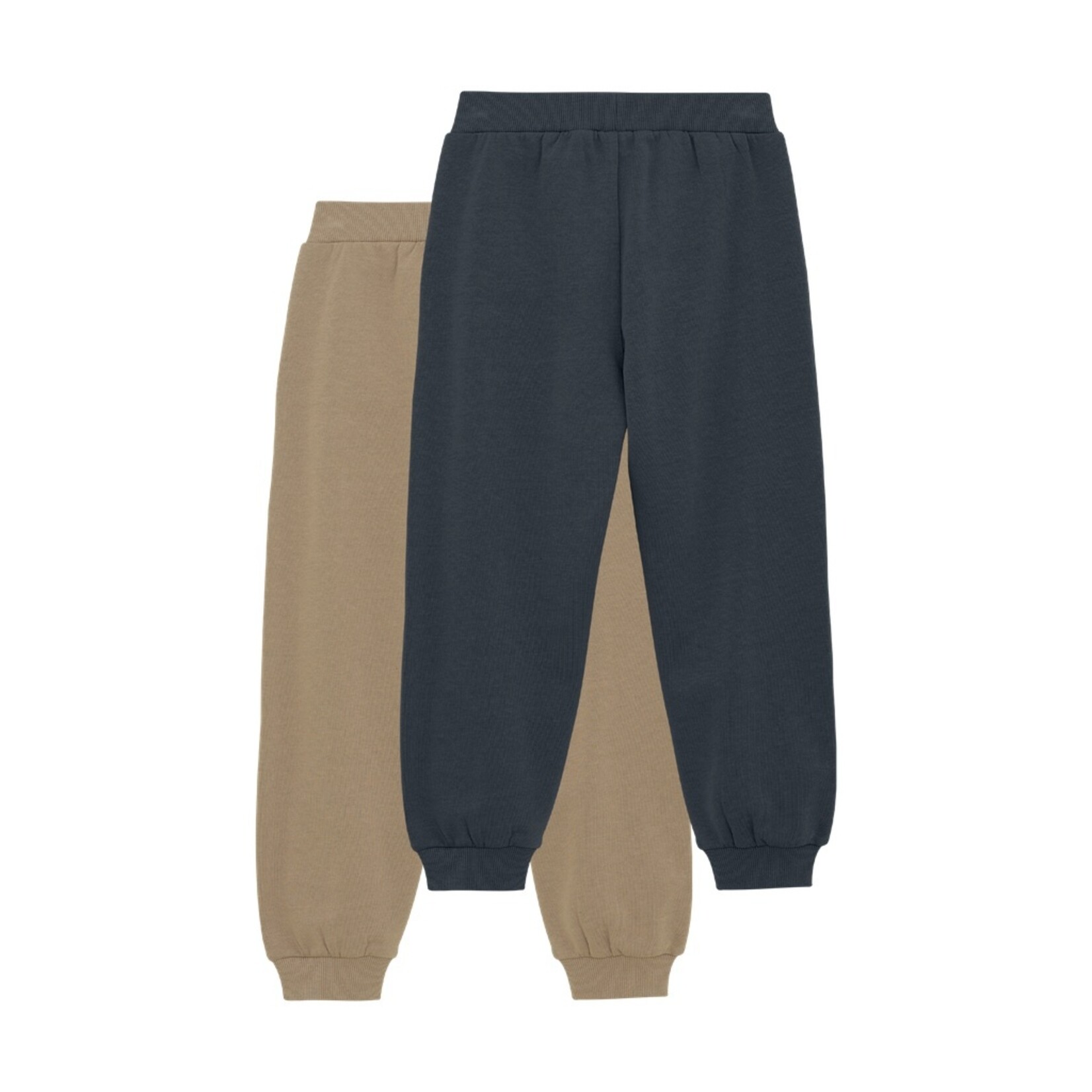 Minymo MINYMO - Set of 2 organic cotton joggers in beige-brown and navy blue
