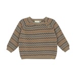 Minymo MINYMO - Chandail en tricot avec rayures brunes, oranges et bleues