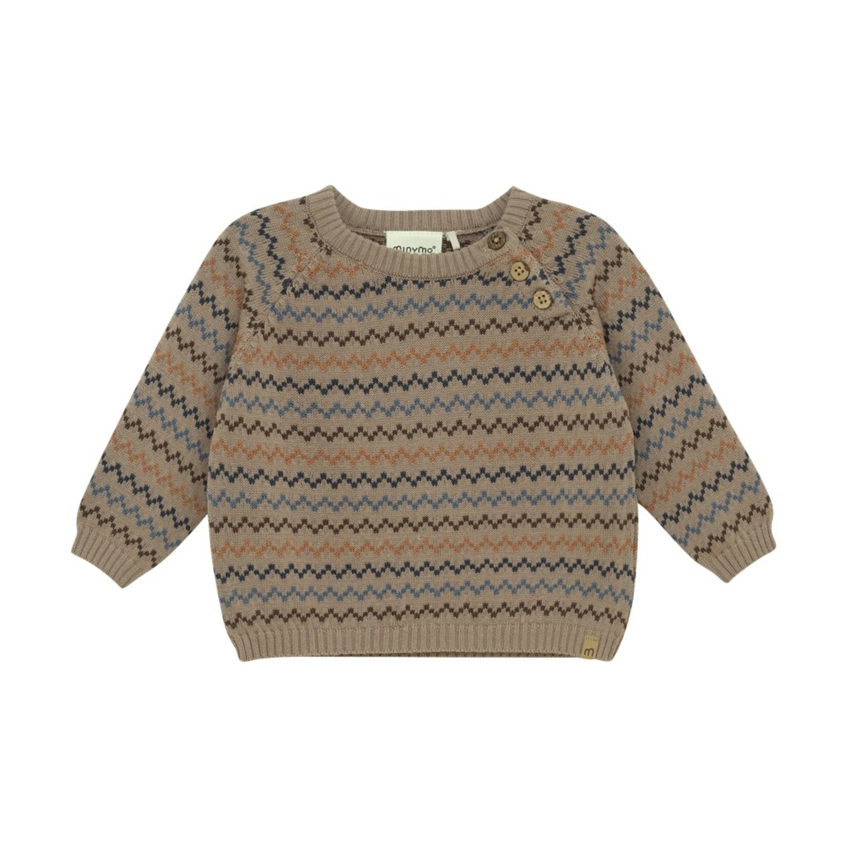 Minymo MINYMO - Chandail en tricot avec rayures brunes, oranges et bleues