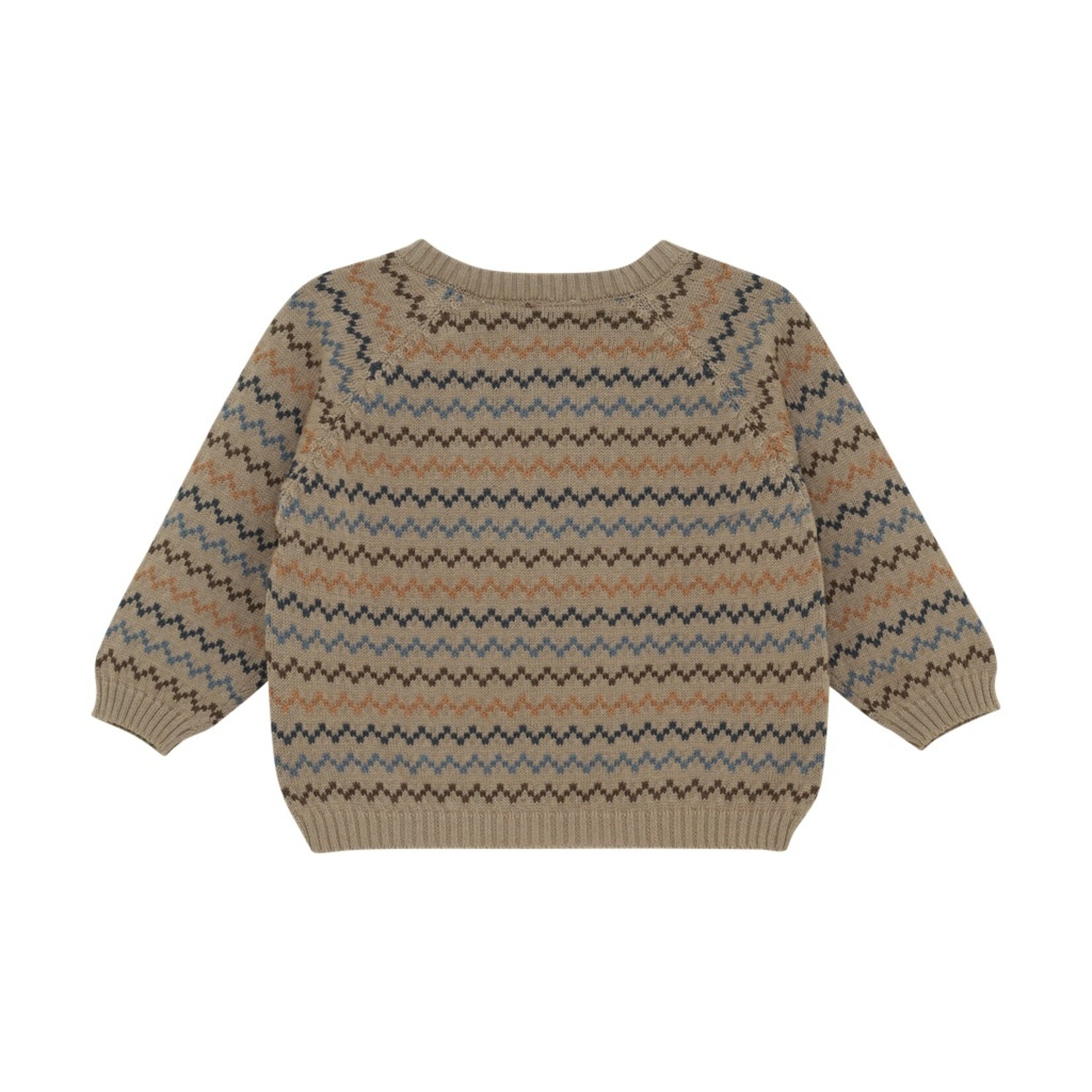 Minymo MINYMO - Chandail en tricot avec rayures brunes, oranges et bleues
