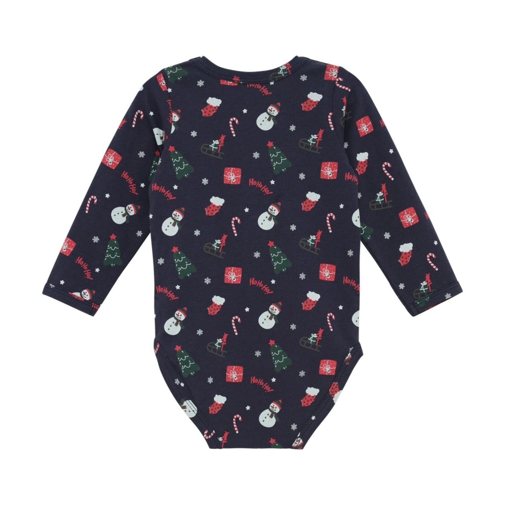 Minymo MINYMO - Navy long-sleeved onesie with Christmas print