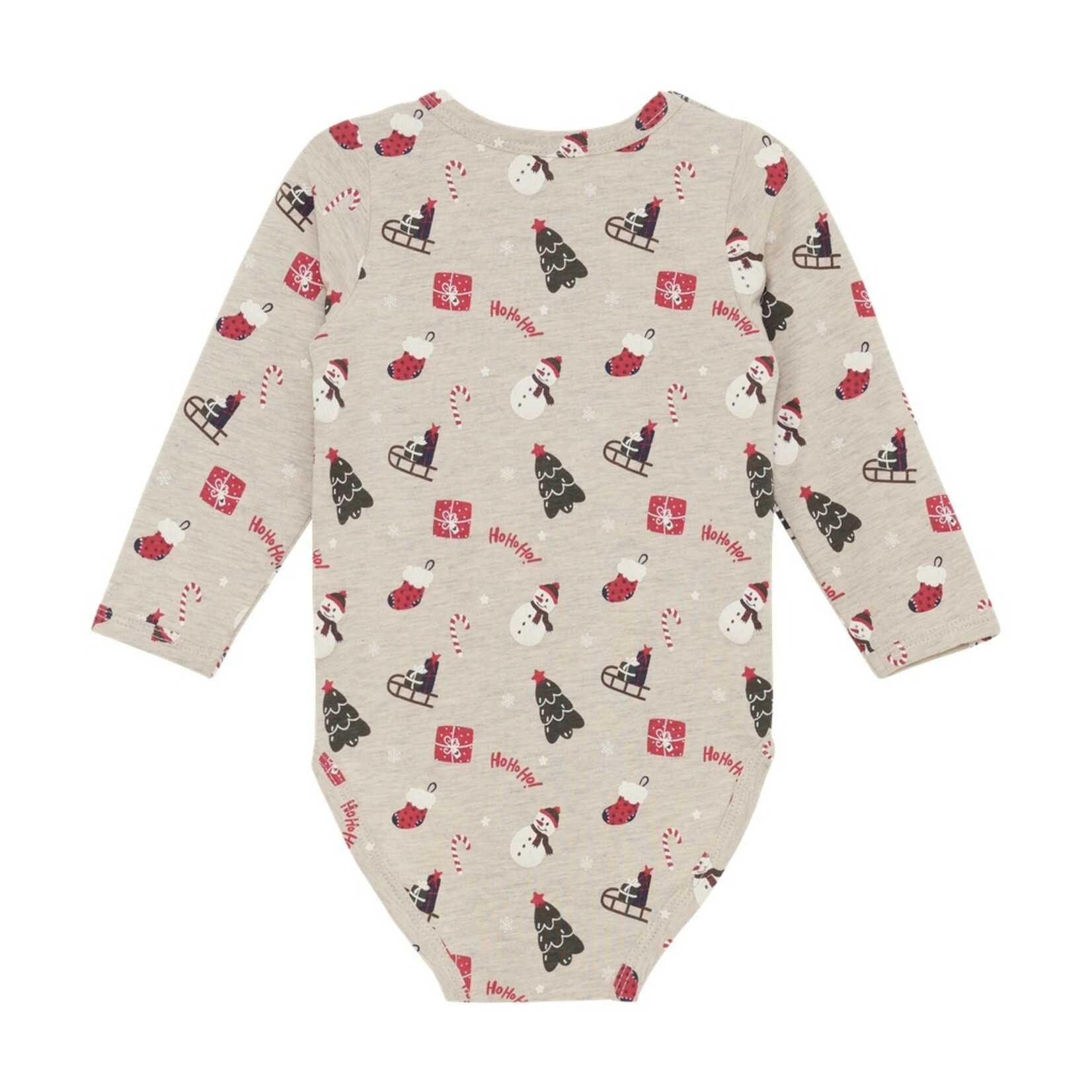 Minymo MINYMO - Long-sleeved heather grey bodysuit with a Christmas print