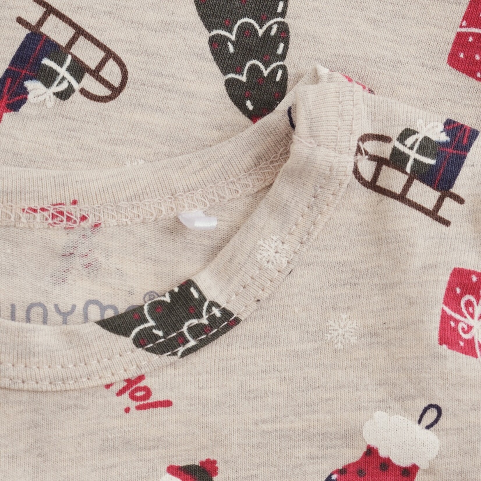 Minymo MINYMO - Long-sleeved heather grey bodysuit with a Christmas print