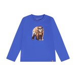 Minymo MINYMO - T-shirt à manches longues bleu avec ours en sequins bronzes, argentés et dorés