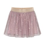 Minymo MINYMO - Jupe en tulle pailleté mauve avec bande de taille dorée