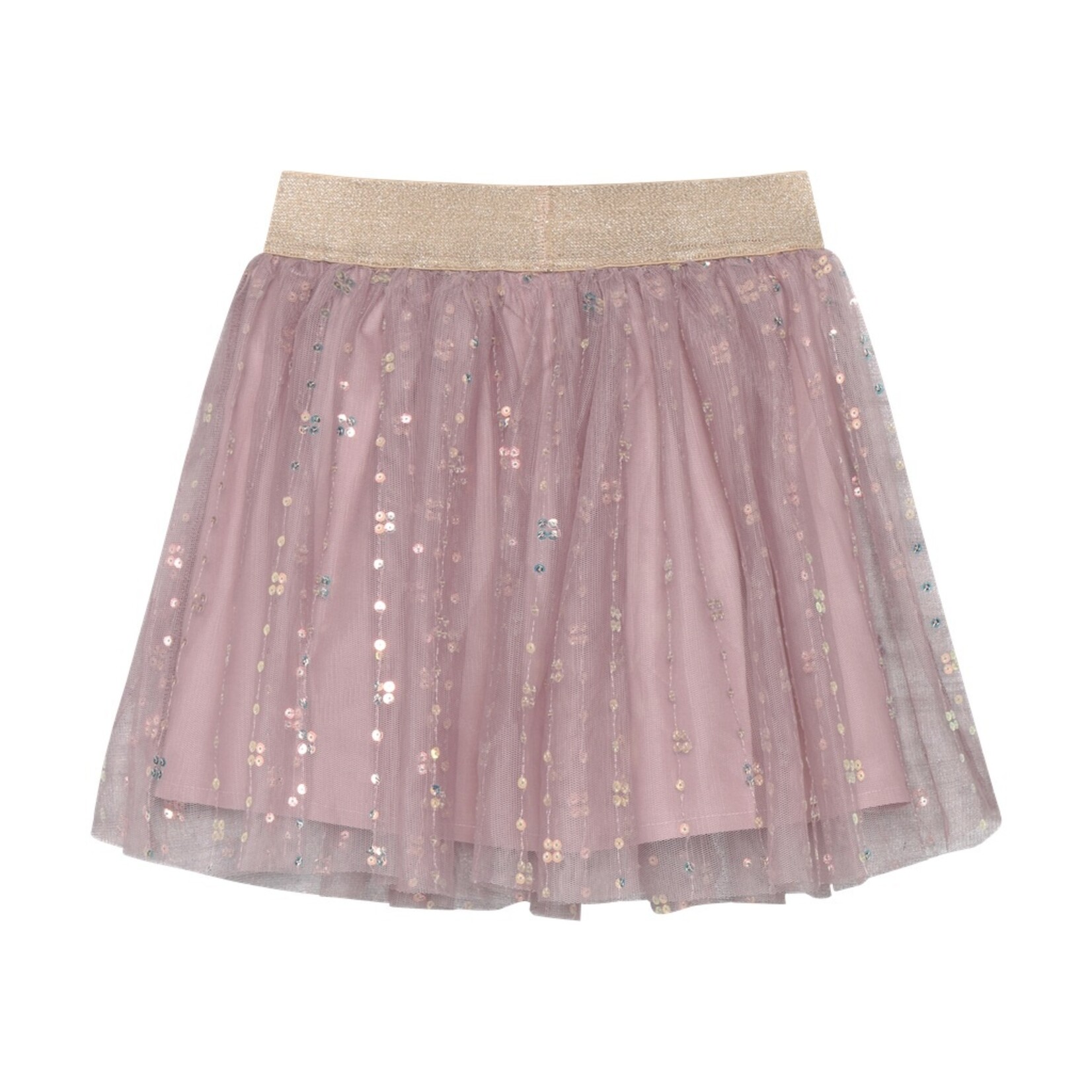 Minymo MINYMO - Jupe en tulle pailleté mauve avec bande de taille dorée