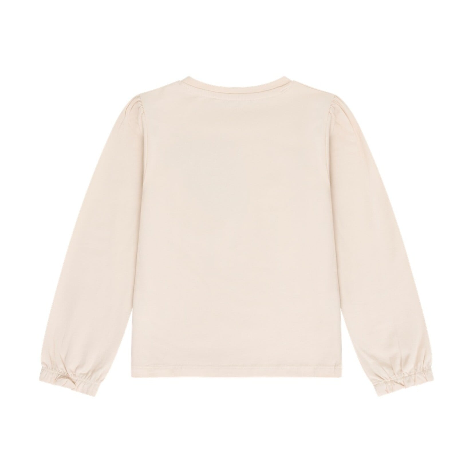 Minymo MINYMO - Beige long-sleeved T-shirt with a pocket and floral embroidery