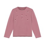Minymo MINYMO - T-shirt à manches longues rose foncé avec broderies coeurs et épaules légèrement bouffantes