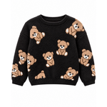 Mandarine & Co. MANDARINE & CO. - Chandail de style tricot noir avec motif d'oursons beige
