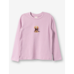 Mandarine & Co. MANDARINE & CO. - Mauve-pink long-sleeved T-shirt featuring a dog print with a bow
