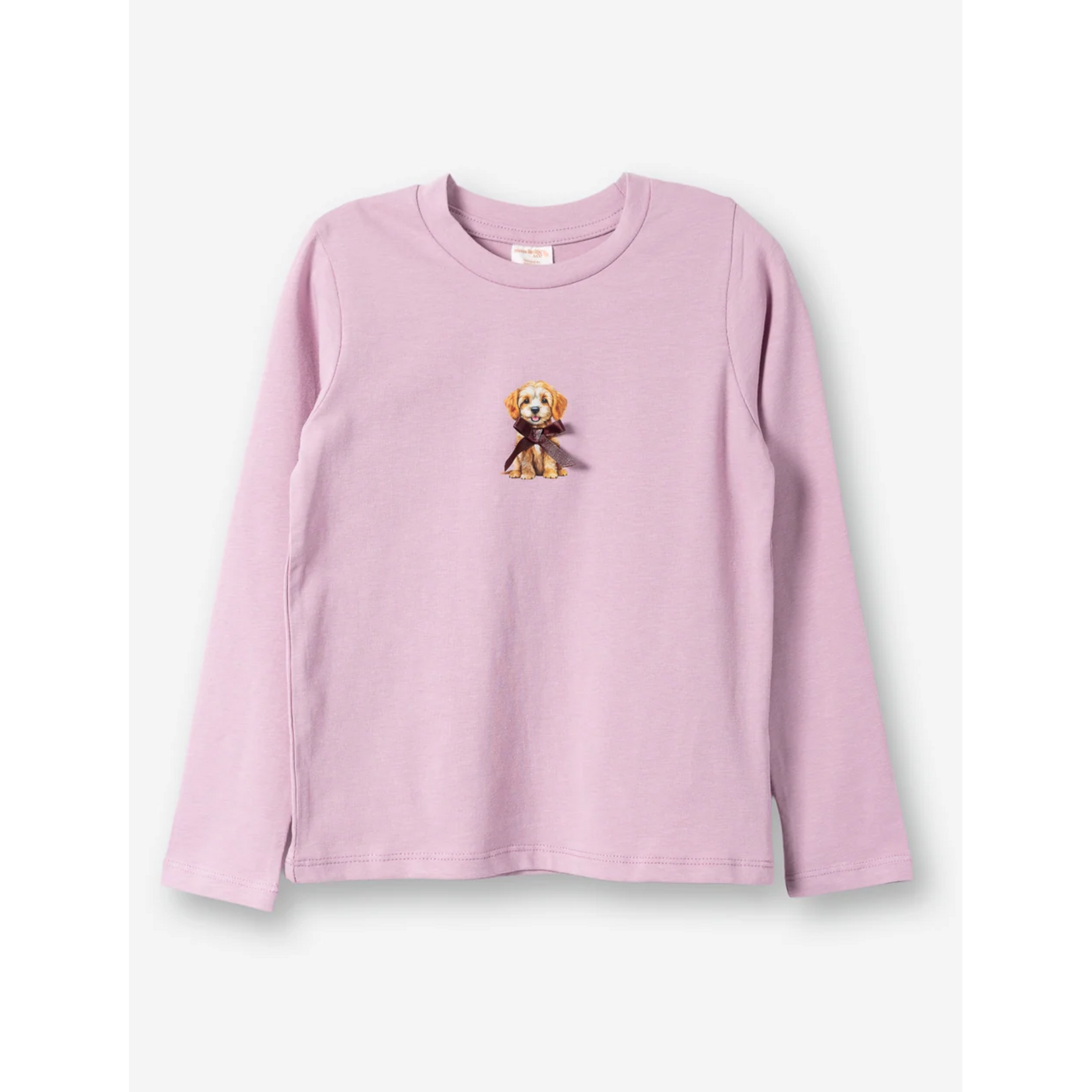Mandarine & Co. MANDARINE & CO. - T-shirt à manches longues rose mauve avec imprimé de chien avec boucle