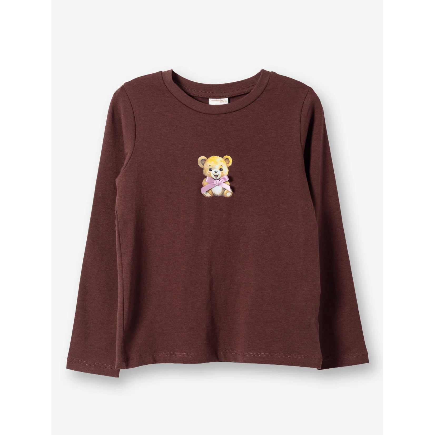Mandarine & Co. MANDARINE & CO. - Brown long-sleeved T-shirt with a teddy bear print with a bow