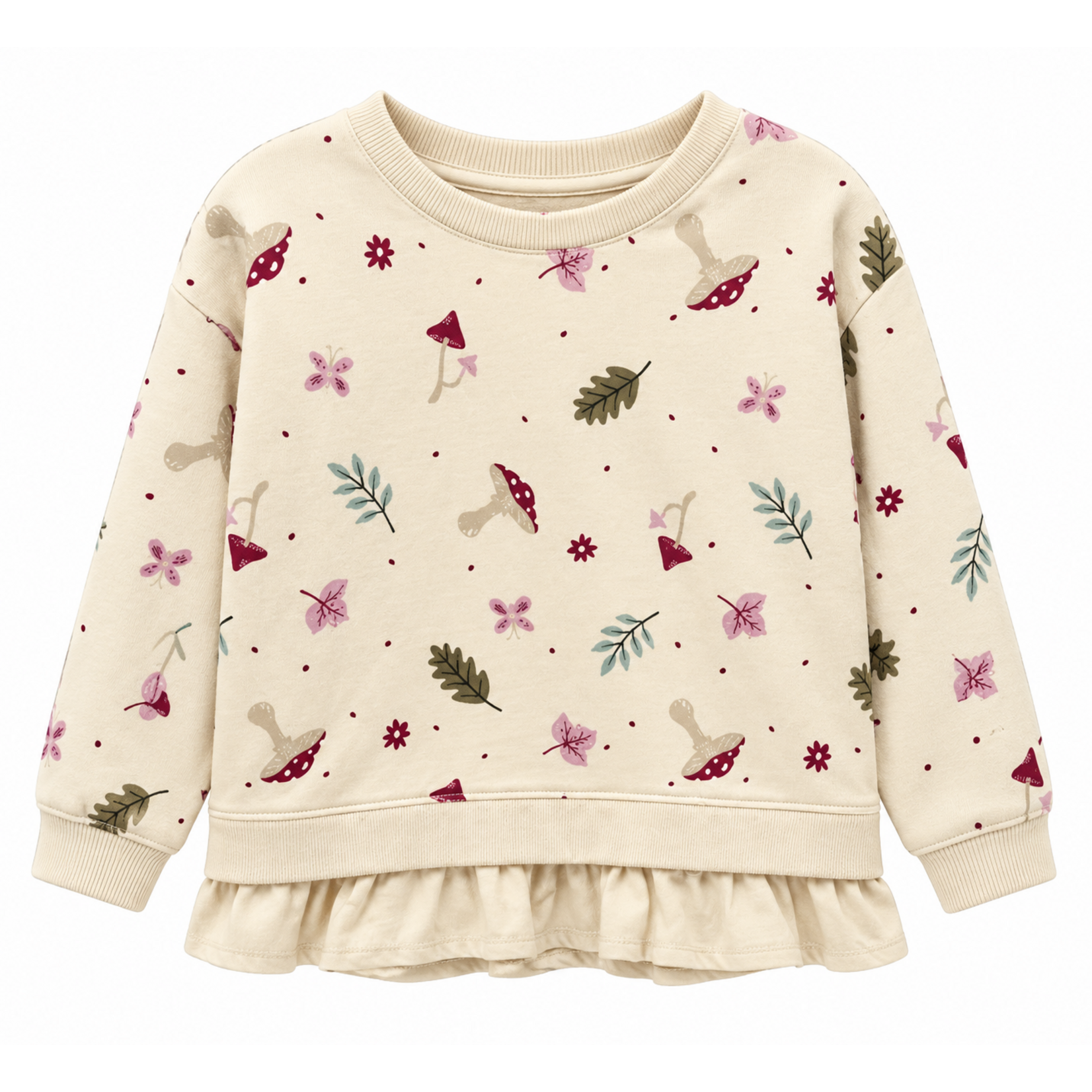 Mandarine & Co. MANDARINE & CO. - Ensemble t-shirt à manches longues crème avec imprimé de feuilles et champignons et legging rose mauve