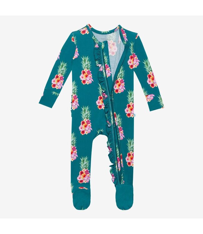 Ananans Ruffled Footie Zippered One Piece