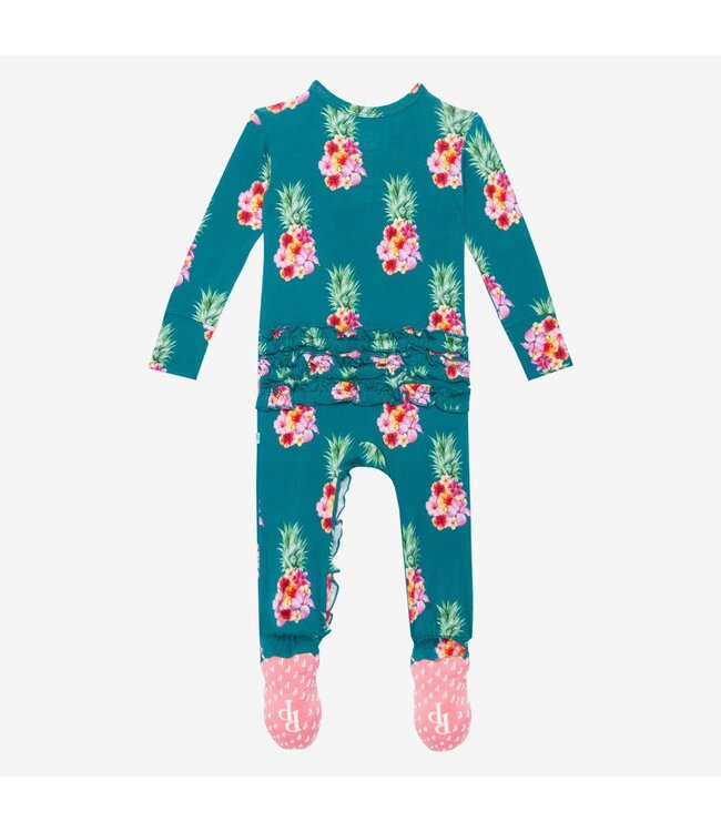 Ananans Ruffled Footie Zippered One Piece
