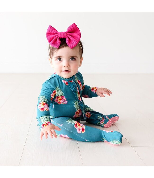 Ananans Ruffled Footie Zippered One Piece