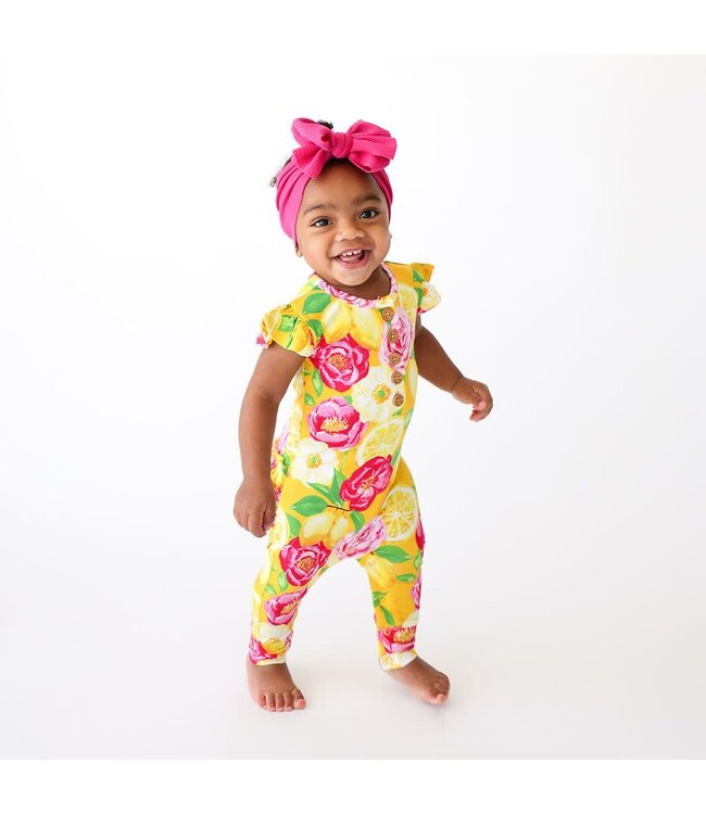 Annika Ruffled Capsleeve Henley Romper