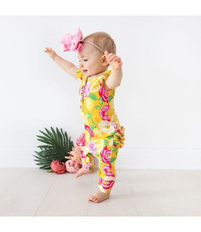 Annika Ruffled Capsleeve Henley Romper