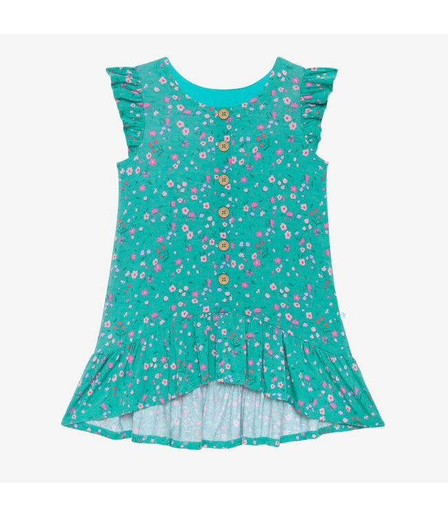 Cassandra Ruffled Capsleeve Hi Lo Dress