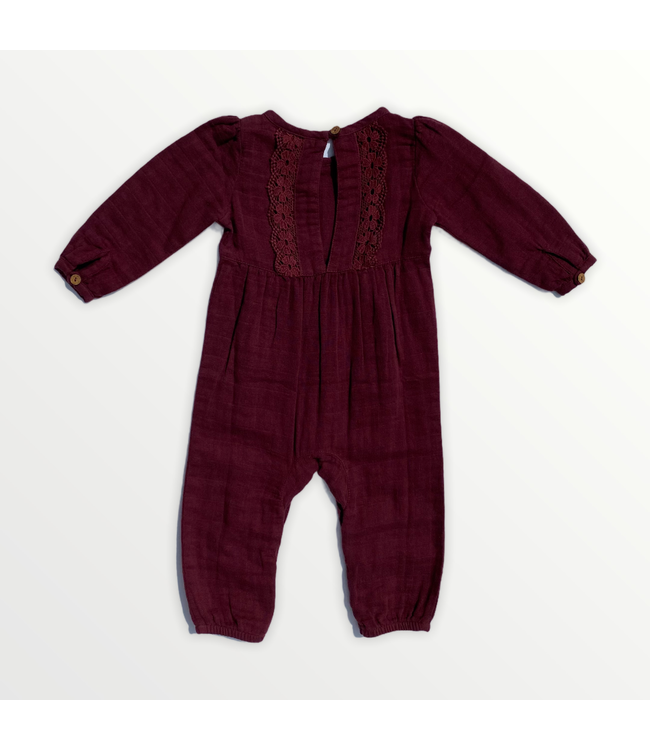 Lace Back Crinkle Cotton Romper