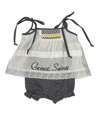 Krewe Saints Smocked Geo Girls Bloomerset