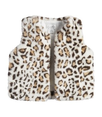 MudPie Tan Leopard Fur Vest