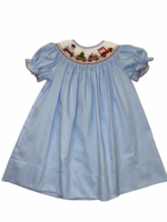 LuLu BeBe Light Blue Smocked Christmas Bishop