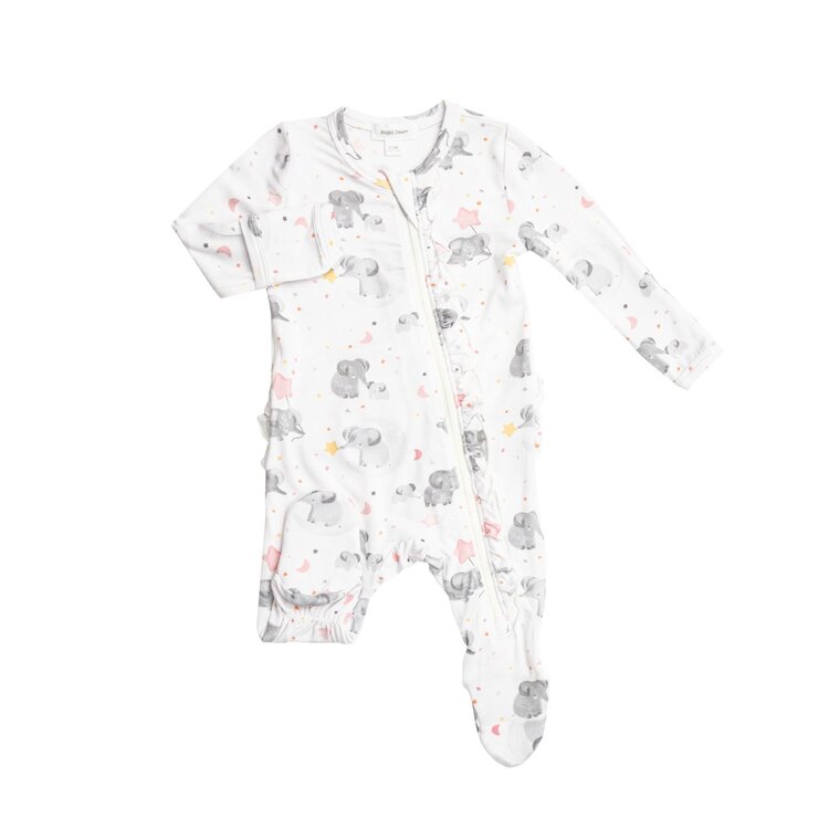 Angel Dear Elephant Ruffle Zipper Footie