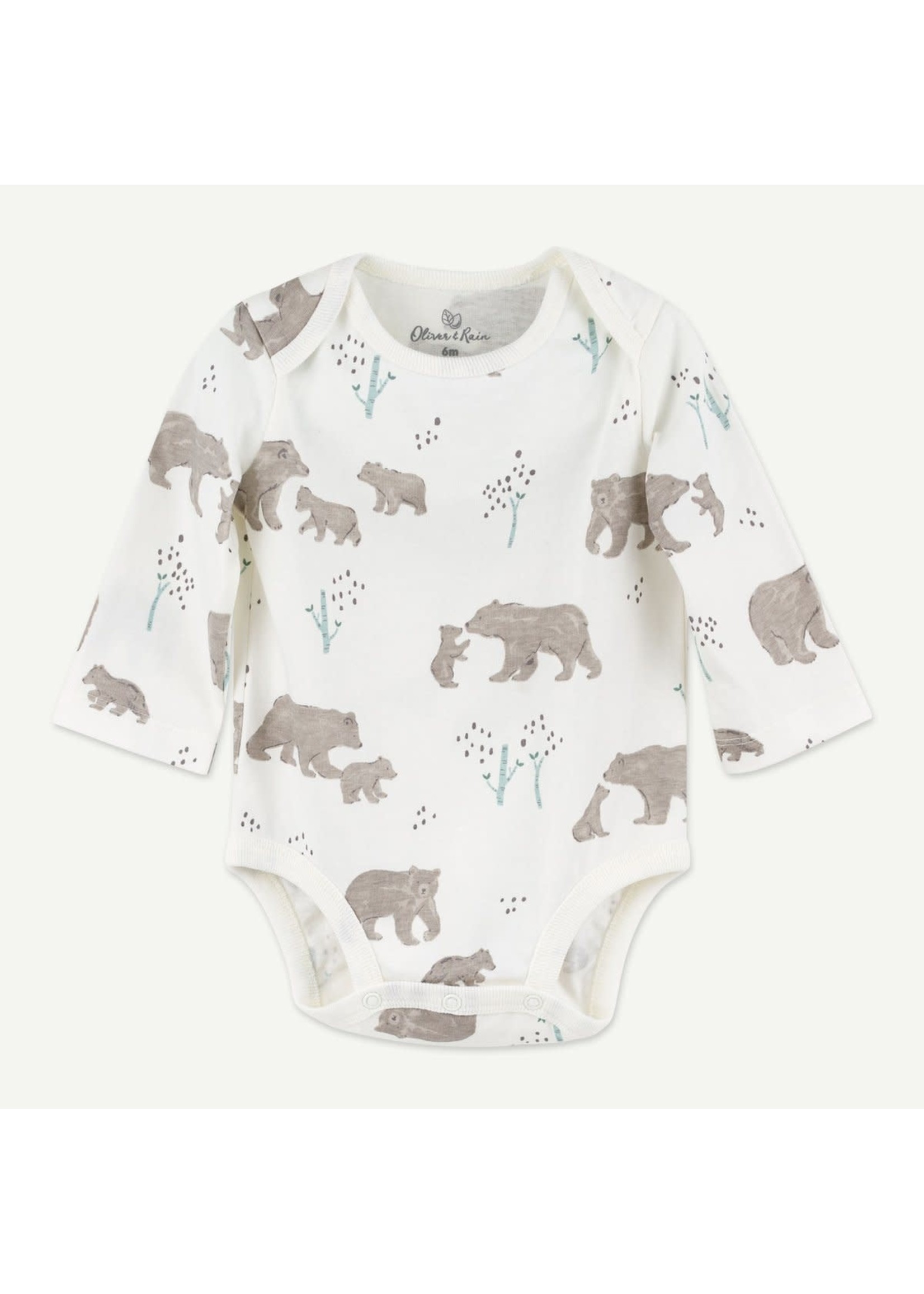 Oliver & Rain Neutral Bear Printed Bodysuit