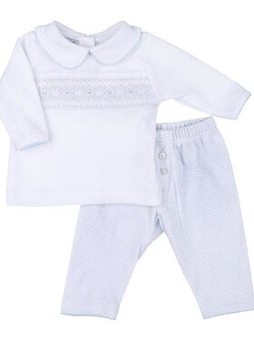 Magnolia Baby Hazel & Hugo Blue Smocked Pant Set