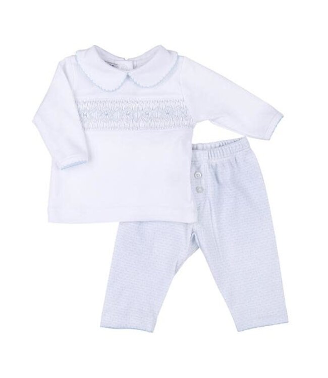 Hazel & Hugo Blue Smocked Pant Set