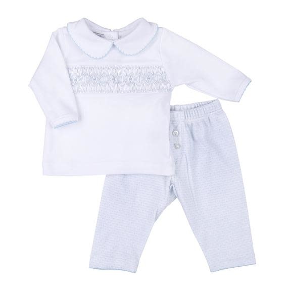 Magnolia Baby Boys Mini Checks Smocked Pant Set - Blue