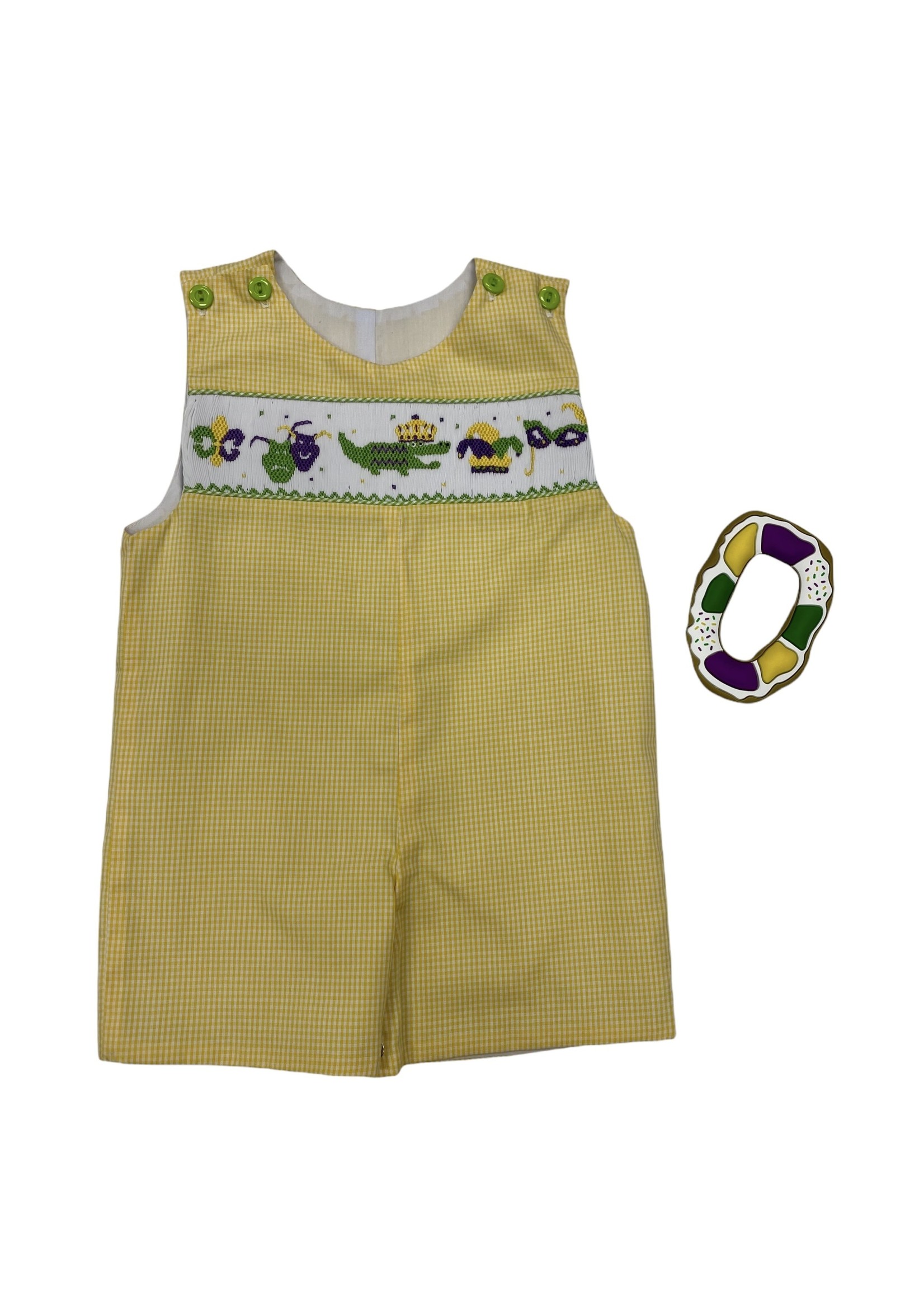 LuLu BeBe Mardi Gras Smocked Shortall