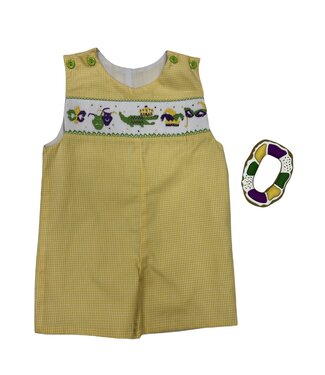 LuLu BeBe Mardi Gras Smocked Shortall
