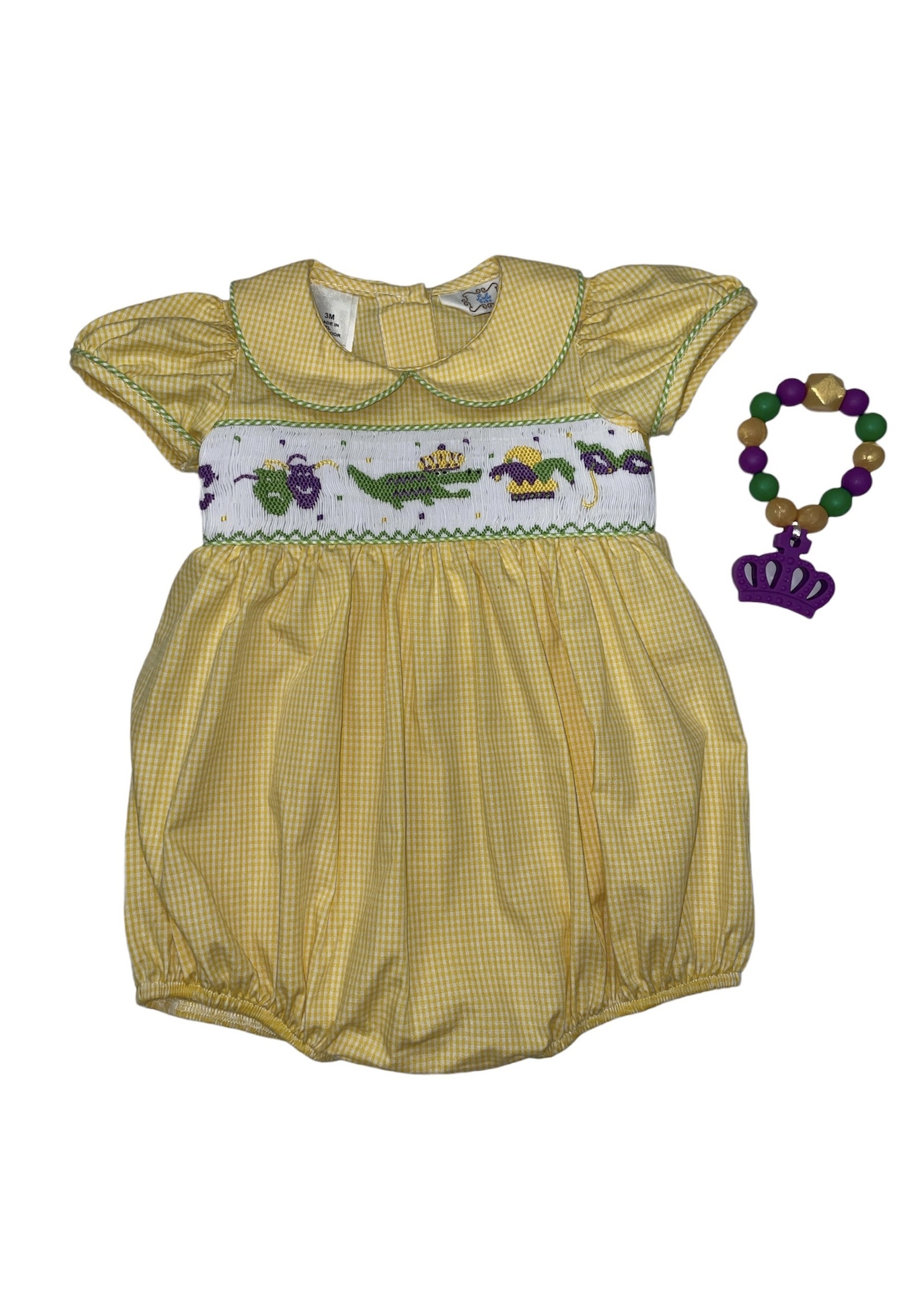 LuLu BeBe Mardi Gras Smocked Waist Girl Bubble