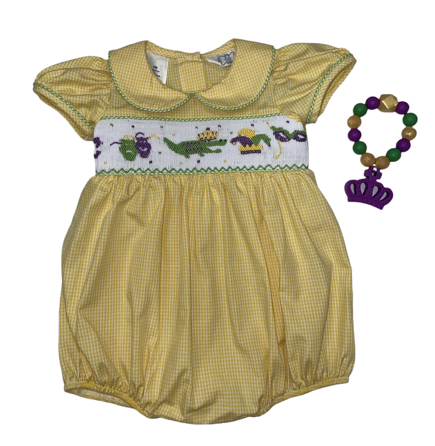 mardi gras smocked dress