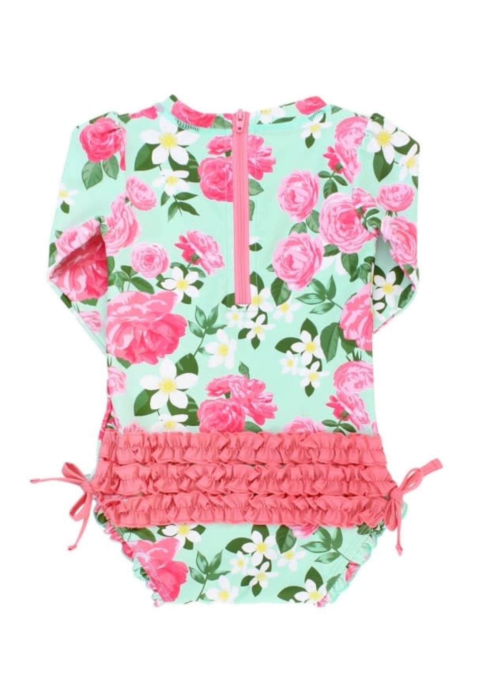 Rufflebutts Rosy Sweetheart One Piece Rash Guard