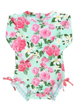 RuffleButts + RuggedButts Rosy Sweetheart One Piece Rash Guard