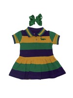 MeMes Mardi Gras Striped Drop Waist Dress